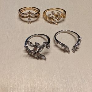 Elegant Gold and Silver Leaf Design Rings